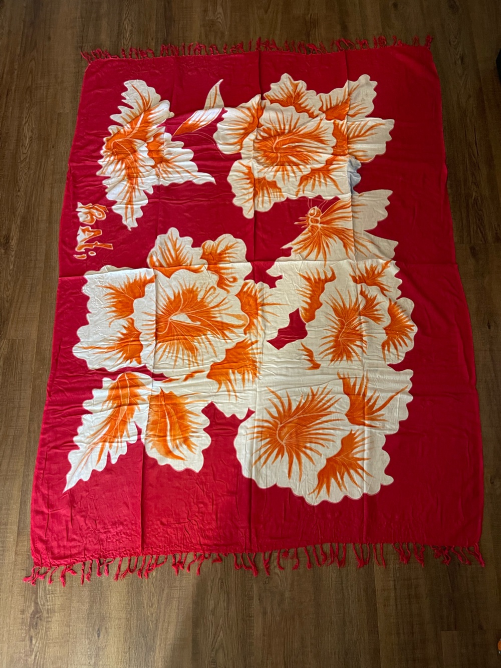Roundy Bay Red & Orange Floral Bali Sarong